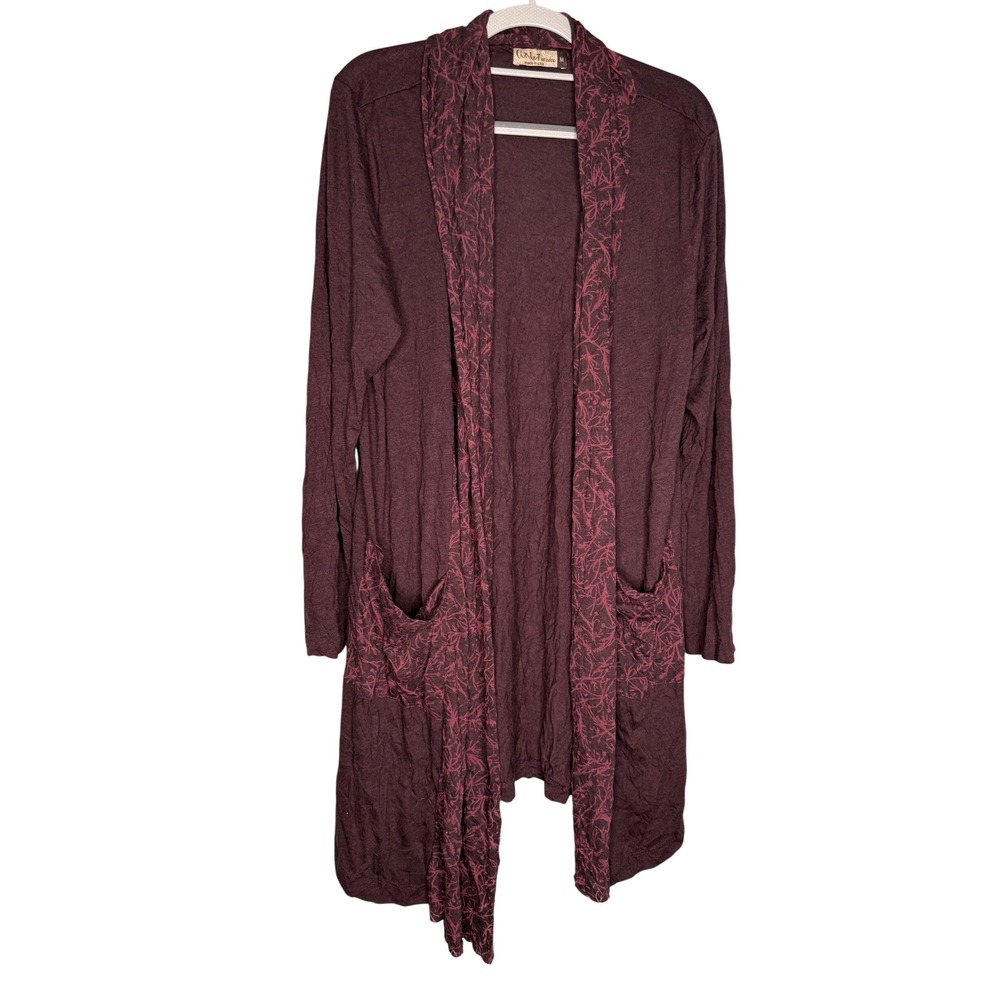 Chalet et Ceci‎ open front cardigan sweater pink and brown patterned lagenlook
